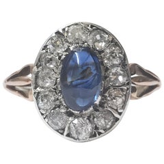 Unheated Sapphire Diamond 18 Karat Ring