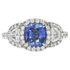 Anello con zaffiro non riscaldato e diamante a cuscino Nature Sri Lanka - Gioielli di lusso