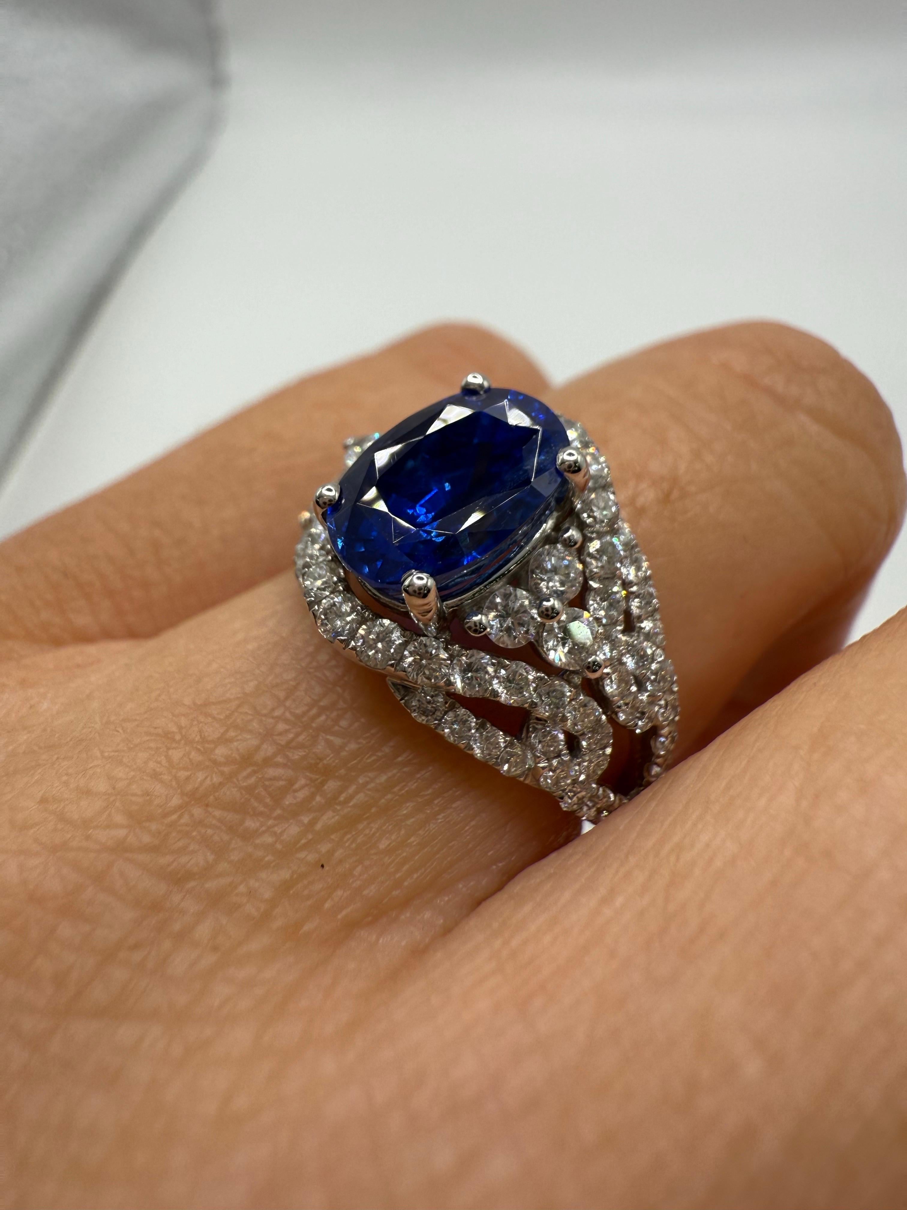 UNHEATED Sapphire Diamond Ring 18KT GAL zertifiziert (Rundschliff) im Angebot