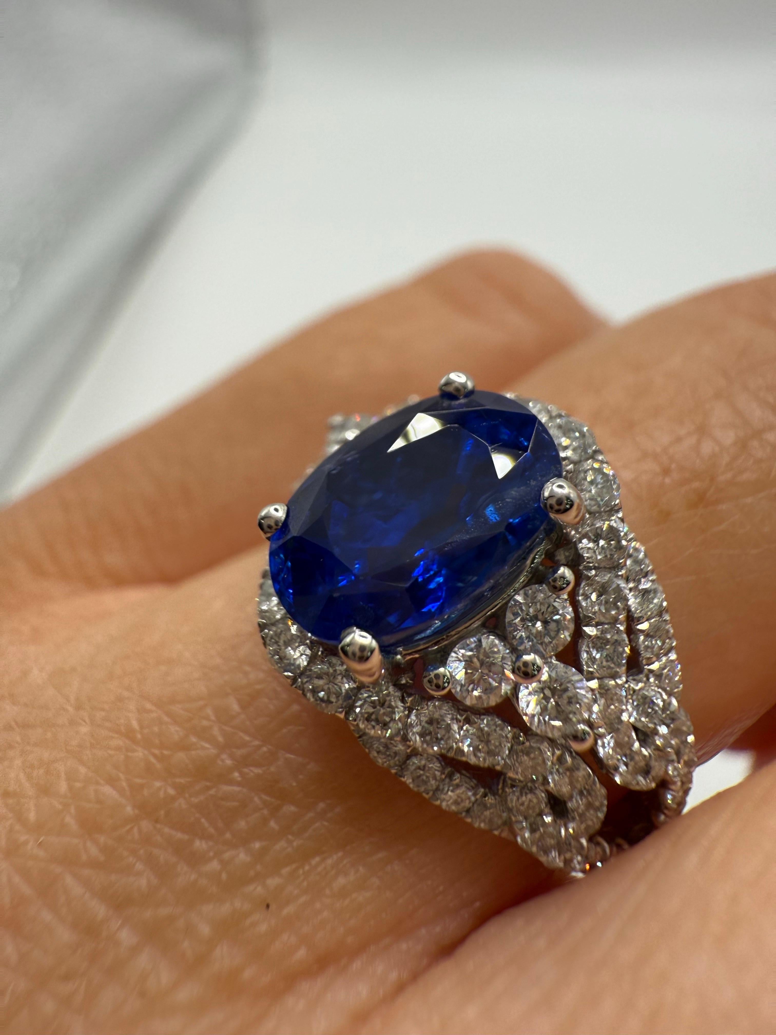 UNHEATED Sapphire Diamond Ring 18KT GAL zertifiziert im Zustand „Neu“ im Angebot in Boca Raton, FL