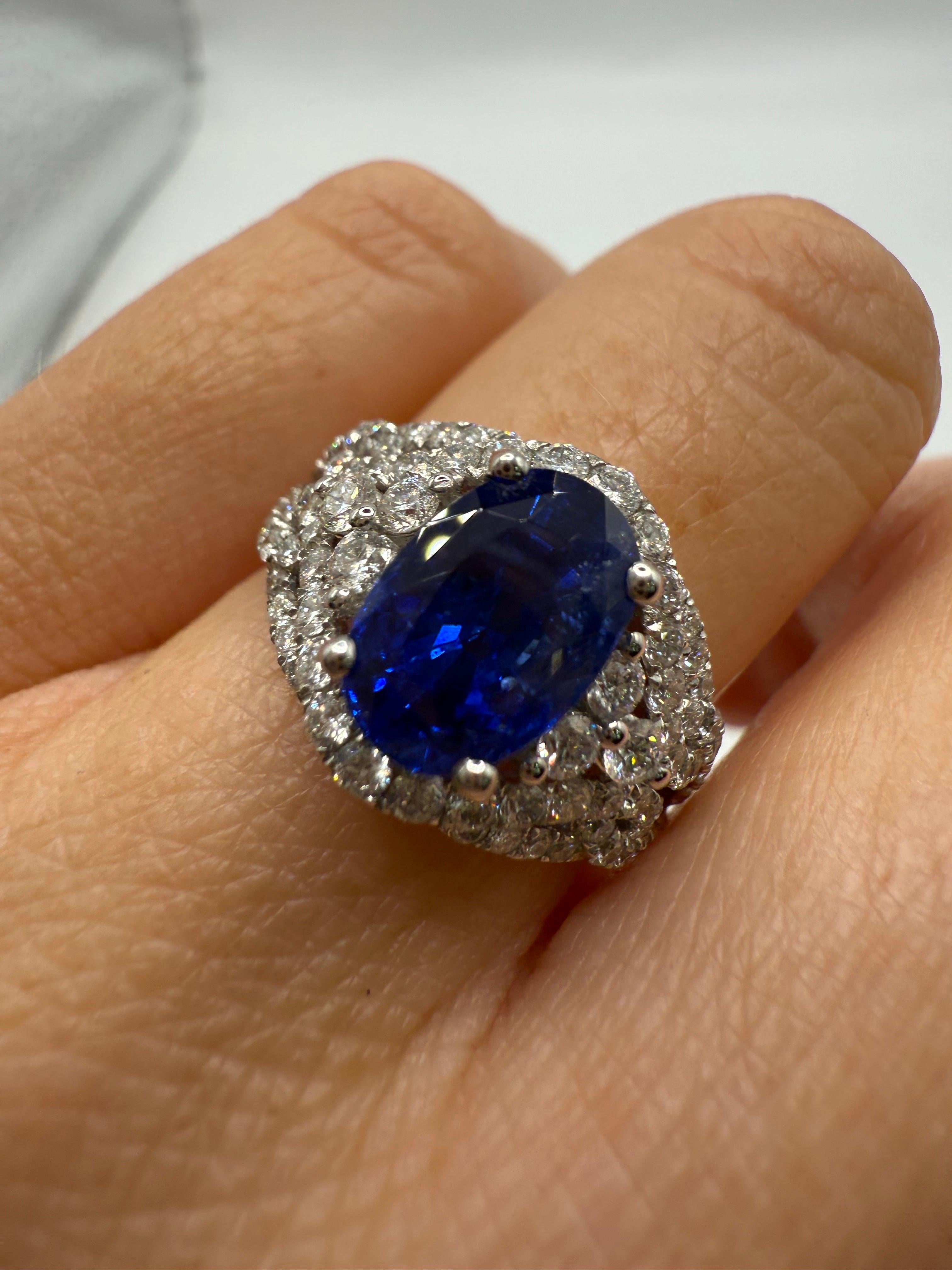 UNHEATED Sapphire Diamond Ring 18KT GAL zertifiziert im Angebot 1
