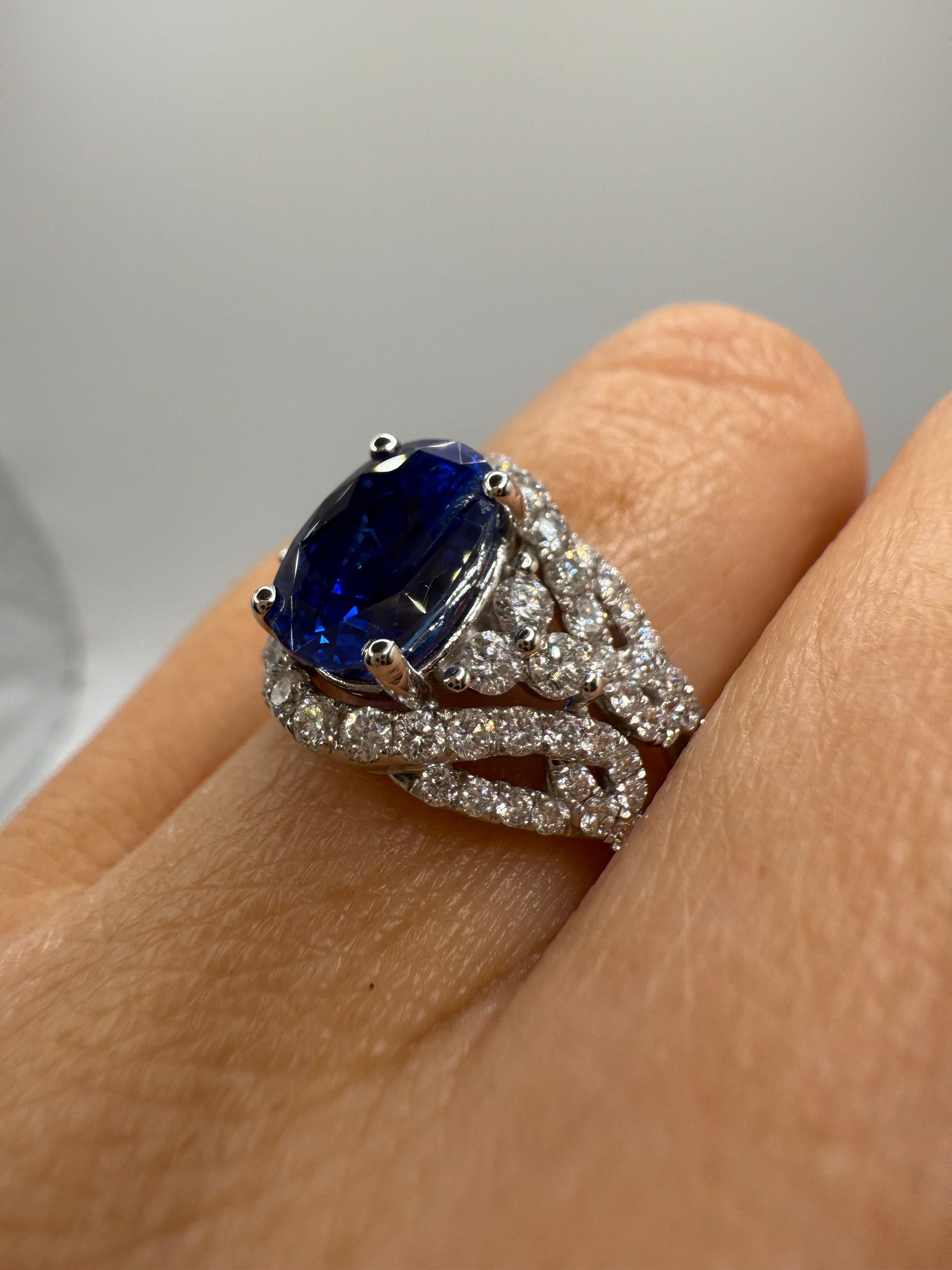 UNHEATED Sapphire Diamond Ring 18KT GAL zertifiziert im Angebot 2