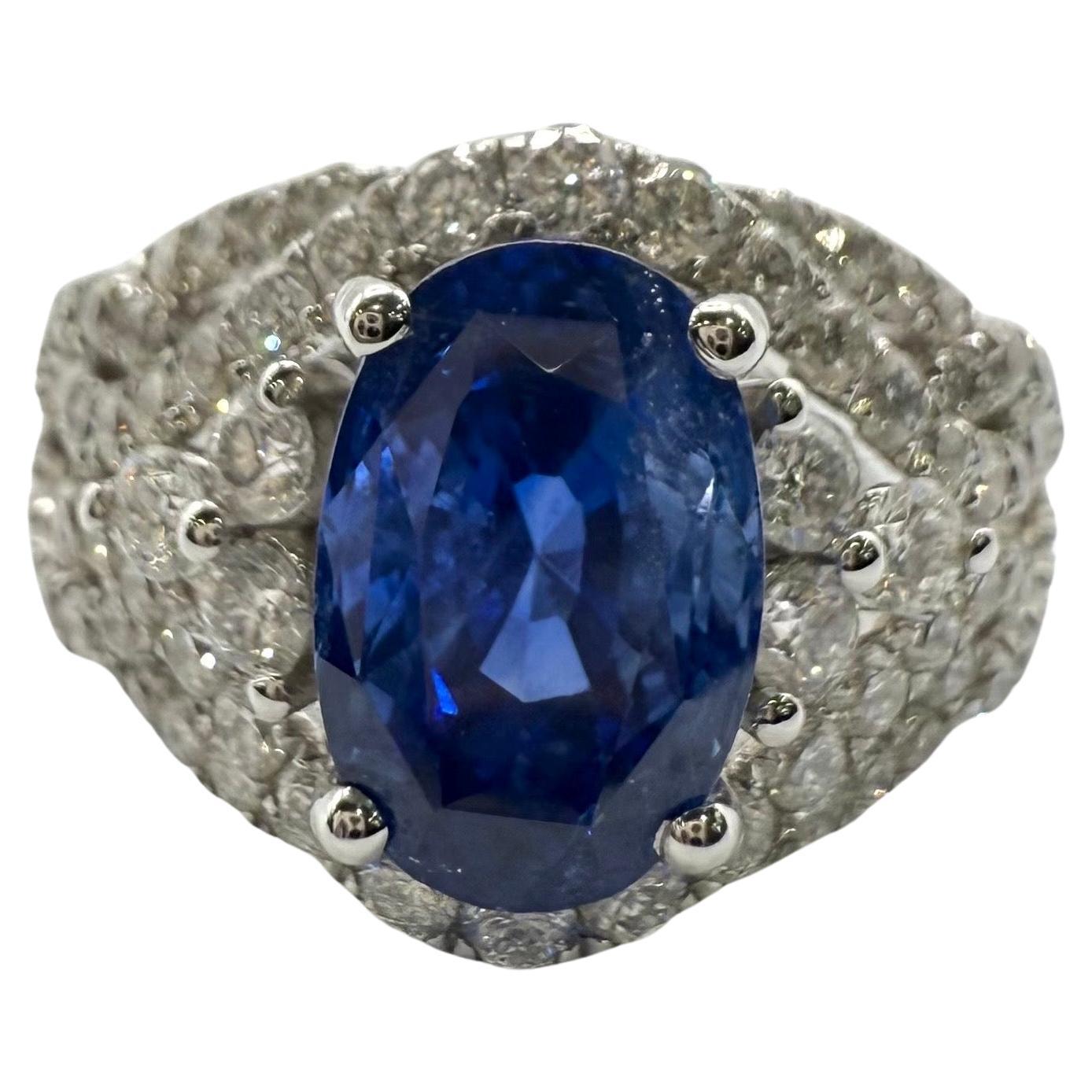 UNHEATED Sapphire Diamond ring 18KT GAL certified