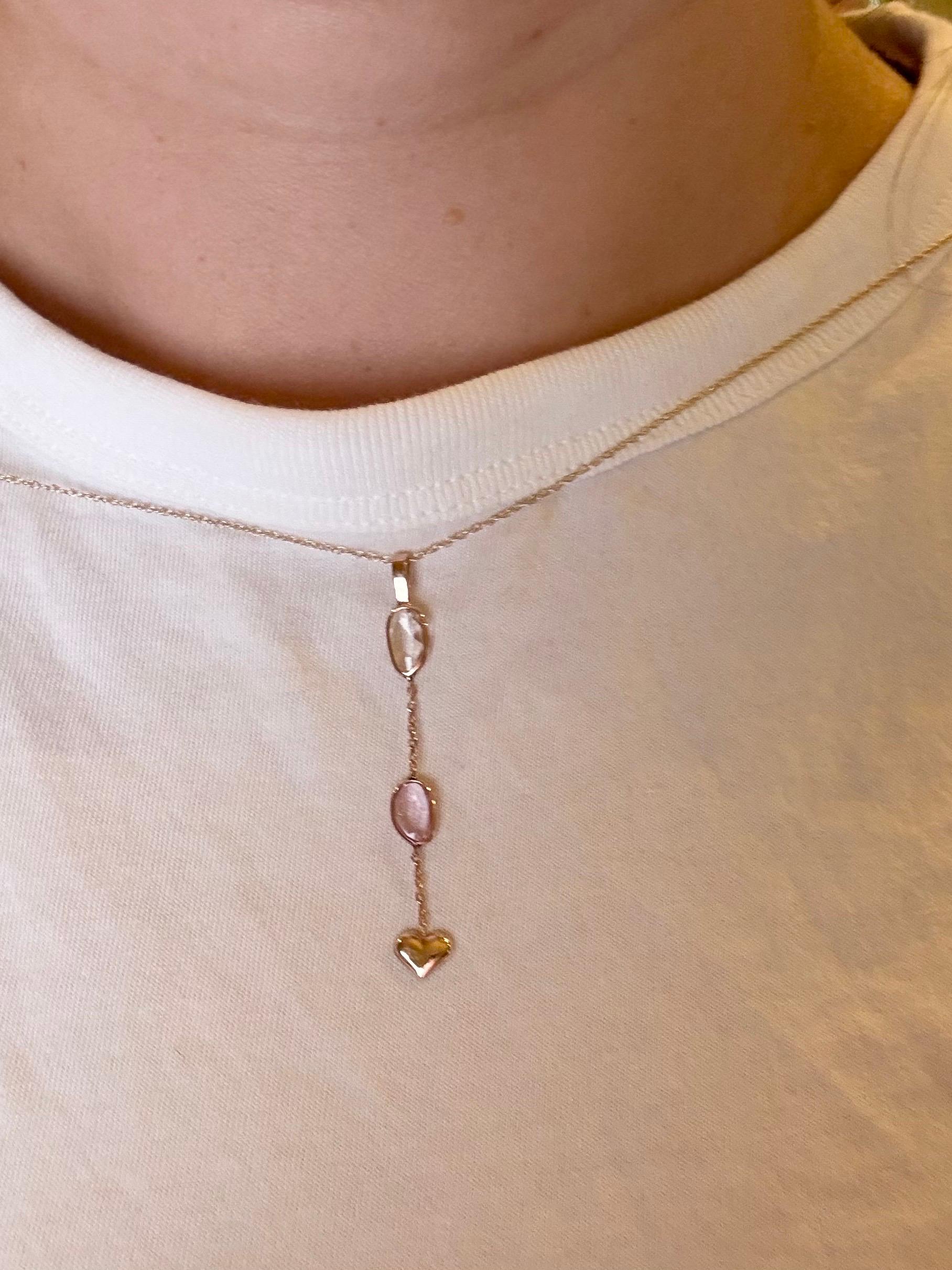 Rose Cut Unheated sapphire pendant necklace Heart pendant necklace sapphire rosecut 14KT For Sale