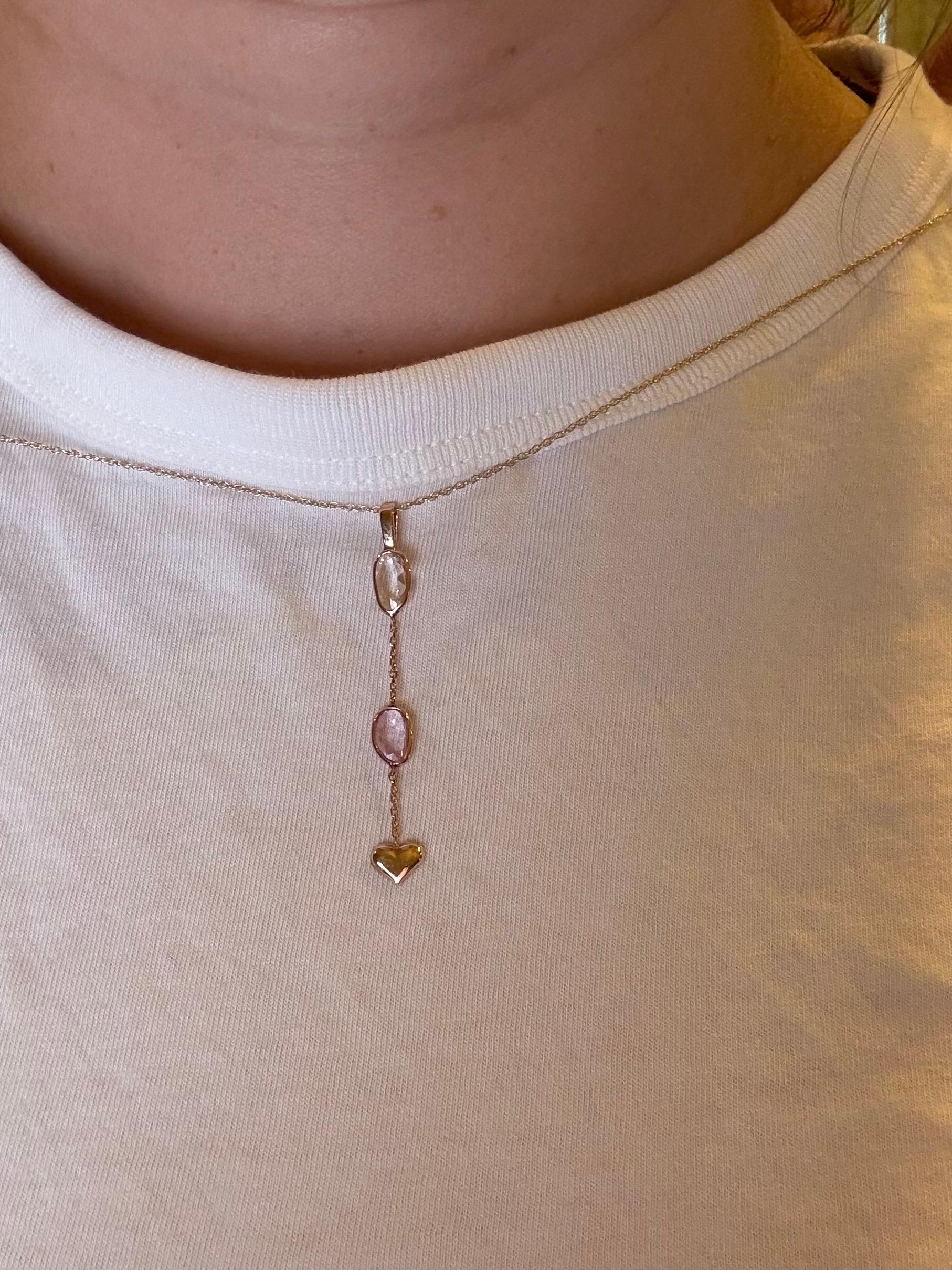 Women's or Men's Unheated sapphire pendant necklace Heart pendant necklace sapphire rosecut 14KT For Sale