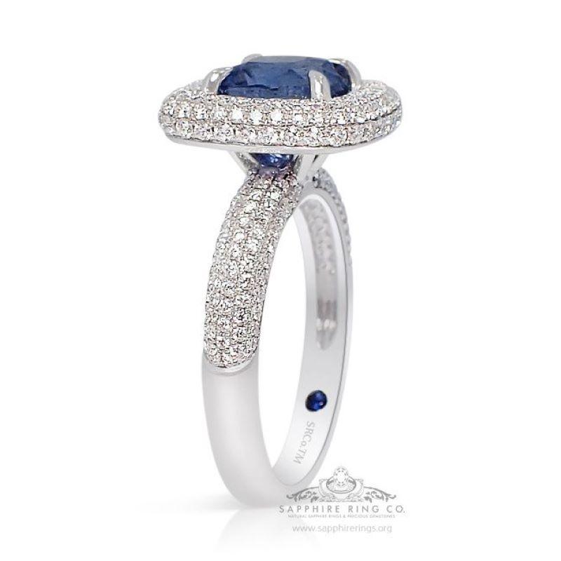 Unheated Sapphire Ring, 3.02 ct Platinum 950 GIA Certified - Ceylon Sapphire In New Condition For Sale In Tampa, FL