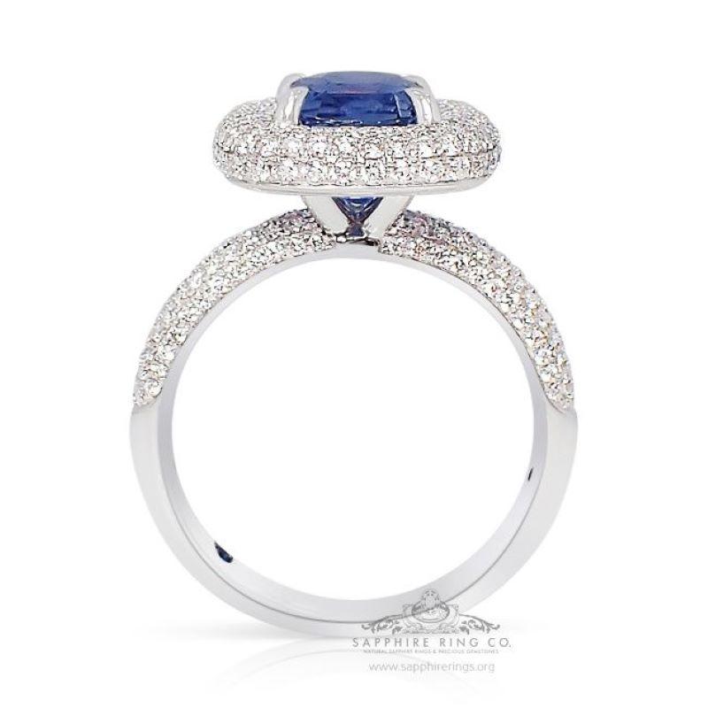 Women's Unheated Sapphire Ring, 3.02 ct Platinum 950 GIA Certified - Ceylon Sapphire For Sale