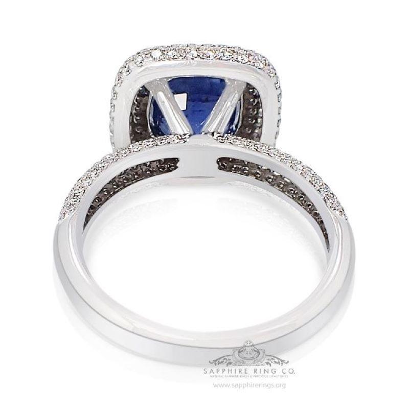 Unheated Sapphire Ring, 3.02 ct Platinum 950 GIA Certified - Ceylon Sapphire For Sale 1