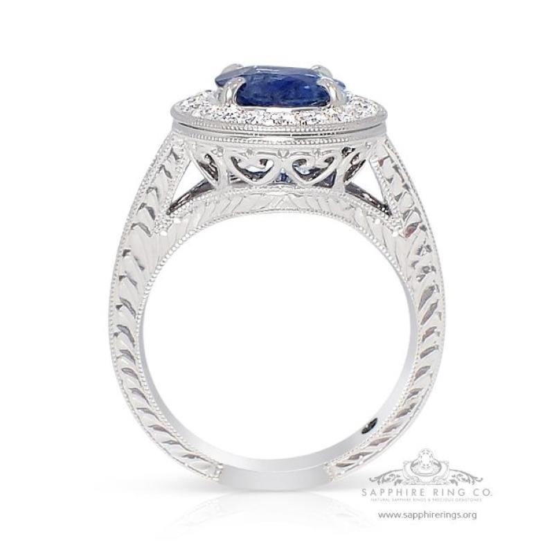 Unheated Sapphire Ring, 3.03ct Platinum GIA Certified Royal Blue Ceylon Sapphire In New Condition For Sale In Tampa, FL
