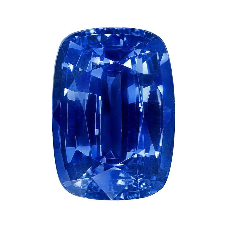 Bague en saphir non chauffé de 6 carats, pierre précieuse taille coussin de Ceylan