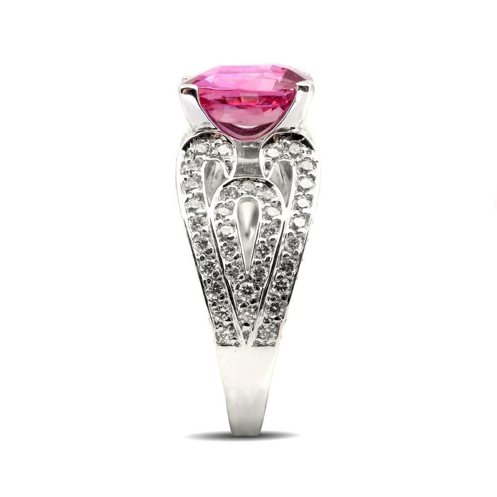 Unerhitzter Saphir Stein 3,57 Karat in 14K Weißgold Ring mit Diamanten / GIA-Bericht im Zustand „Neu“ im Angebot in Los Angeles, CA