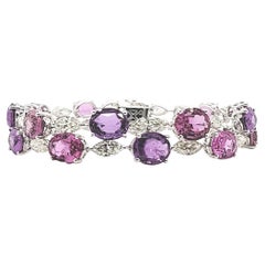 Pink and Purple Sapphire Bracelet with Marquise and Pear diamChandelier Earrings