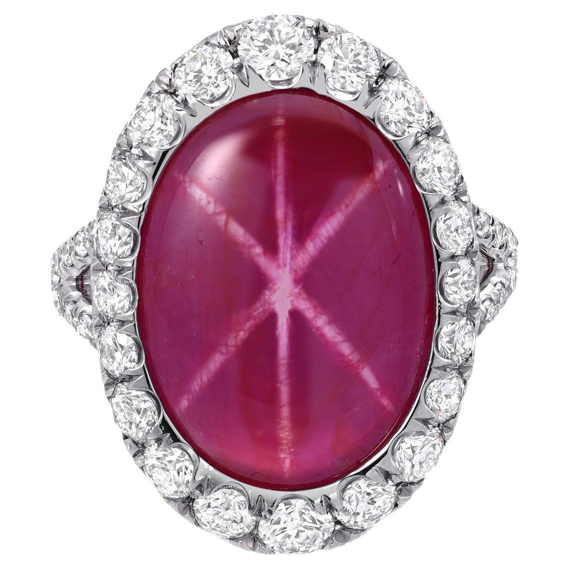 Unheated Star Ruby Ring 9.91 Carat GIA Certified No Heat For Sale