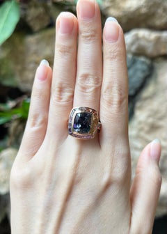 Unheated Tanzanite with Fancy Sapphire Ring set in 18K Rose Gold Settings