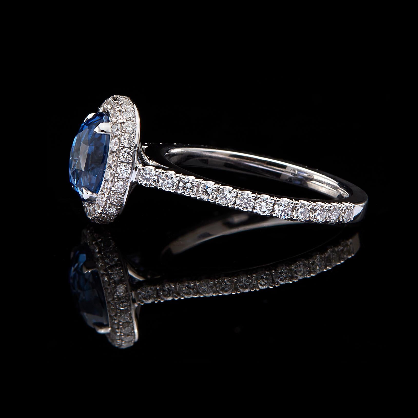 Women's Unheated Violet Blue Sapphire and Diamond Ring