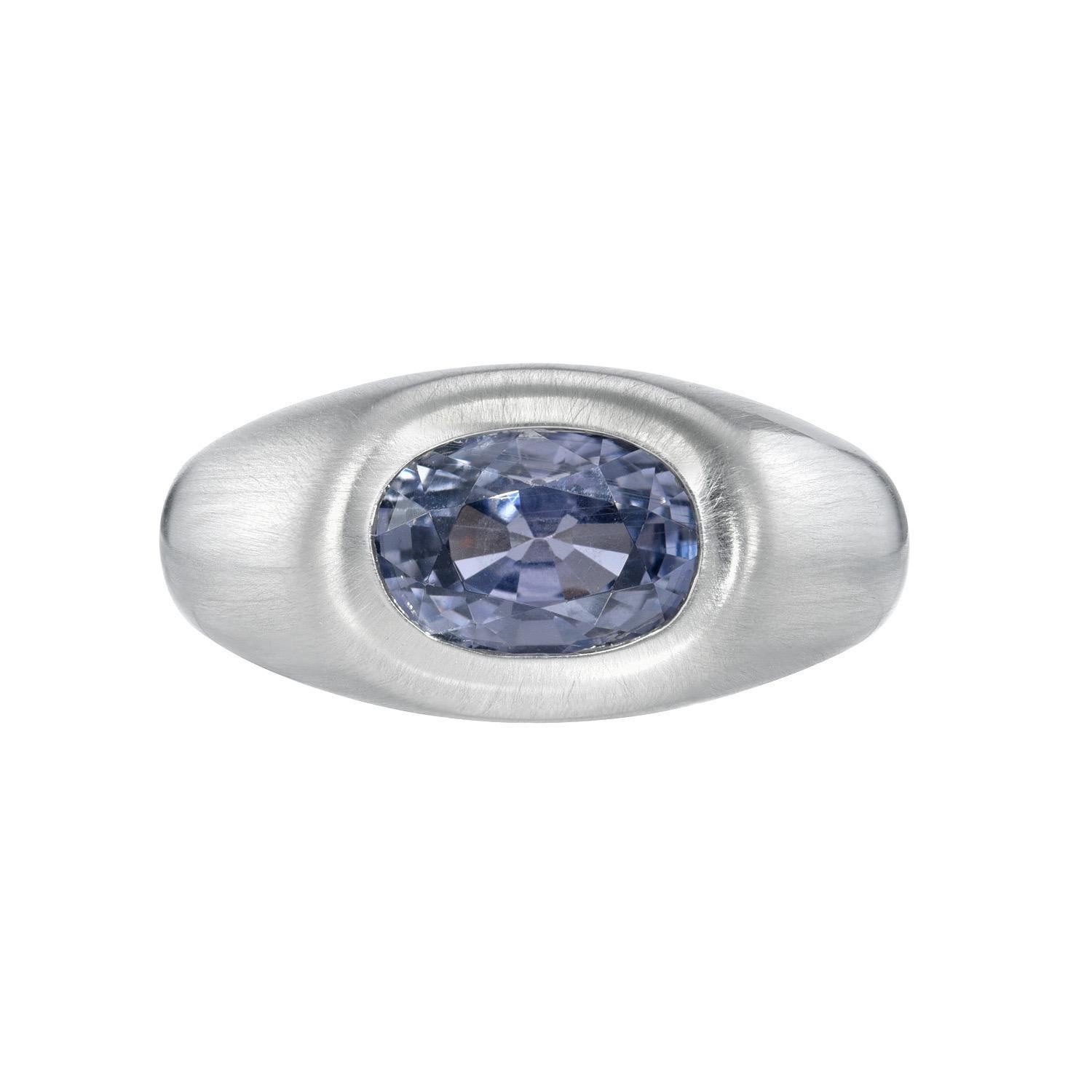 Taille ovale Bague gitane en saphir violet non chauffé de 3,41 carats en vente