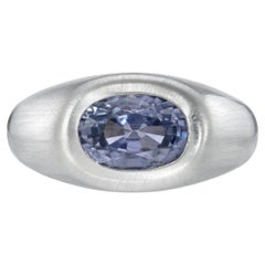 Unheated Violet Sapphire Ring 3.41 Carat Oval