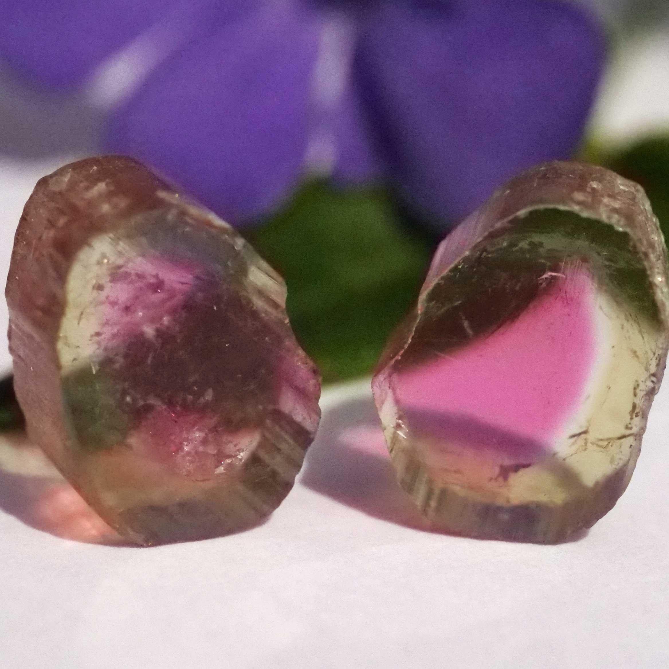 Modern Unheated Watermelon Tourmaline slices from Afghanistan totally 6.50 ct AAA+ For Sale