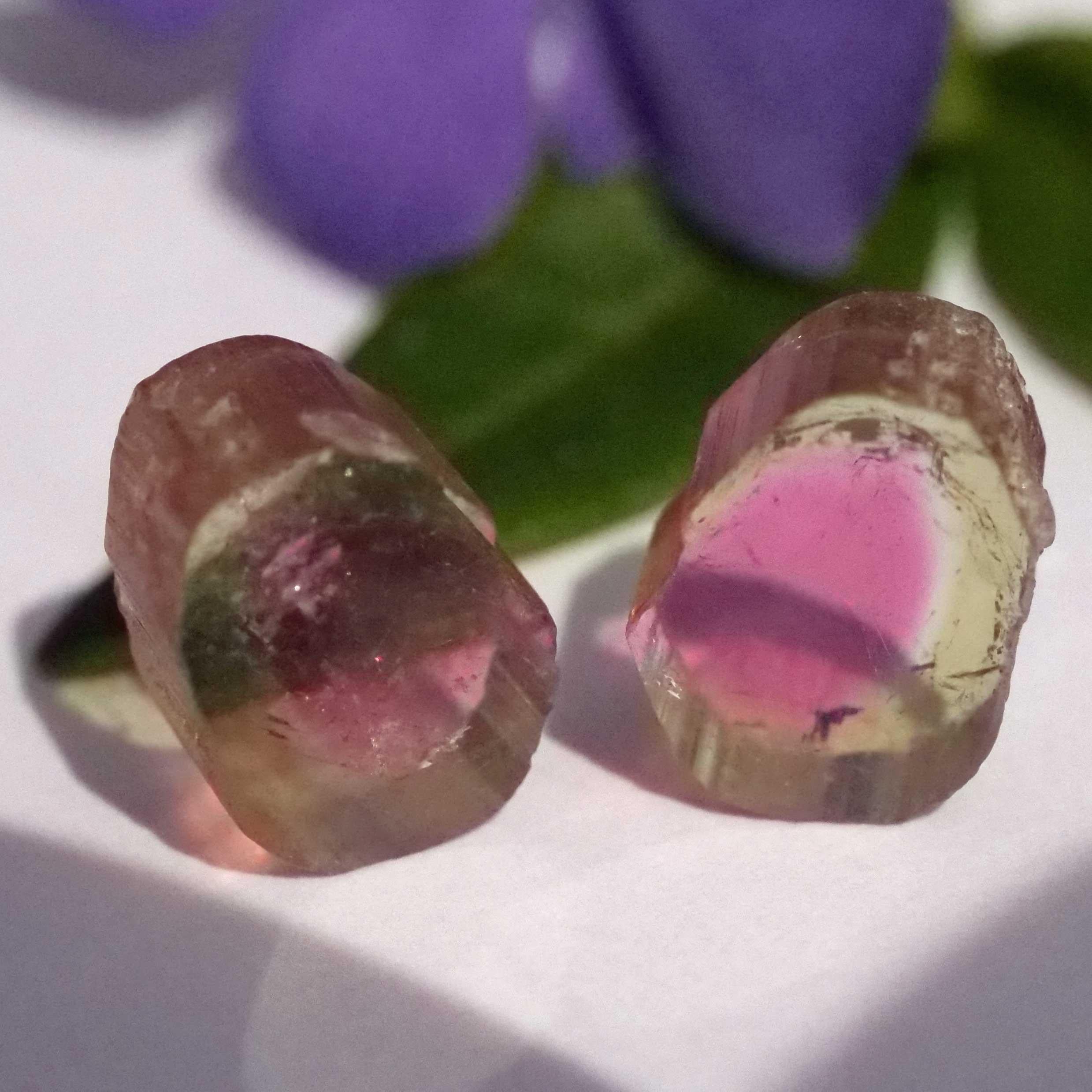 Rough Cut Unheated Watermelon Tourmaline slices from Afghanistan totally 6.50 ct AAA+ For Sale