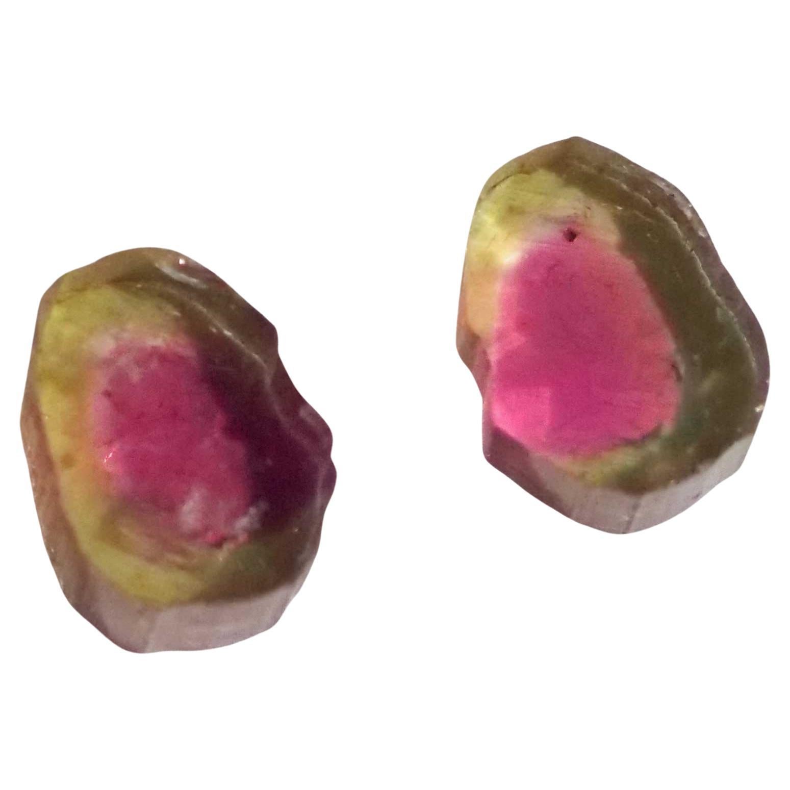 Unheated Watermelon Tourmaline slices from Afghanistan totally 6.50 ct AAA+ For Sale