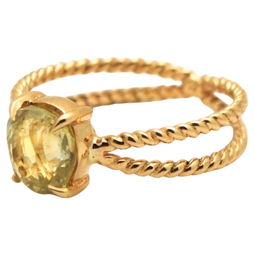 Unheated yellow sapphire ring 18KT yellow gold touchfinger spiritual ring For Sale