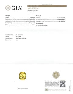 Unheated Yellow Sapphire Ring, 5.47 Carat Platinum 950 GIA Certified