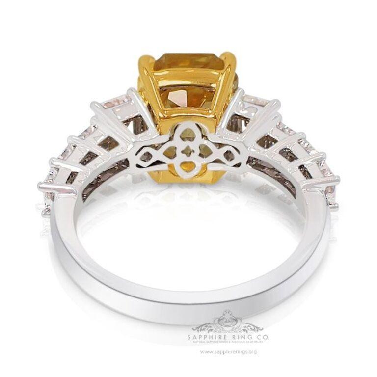 Ring mit unerhitztem gelbem Saphir, 5,47 Karat Platin 950 GIA zertifiziert 2