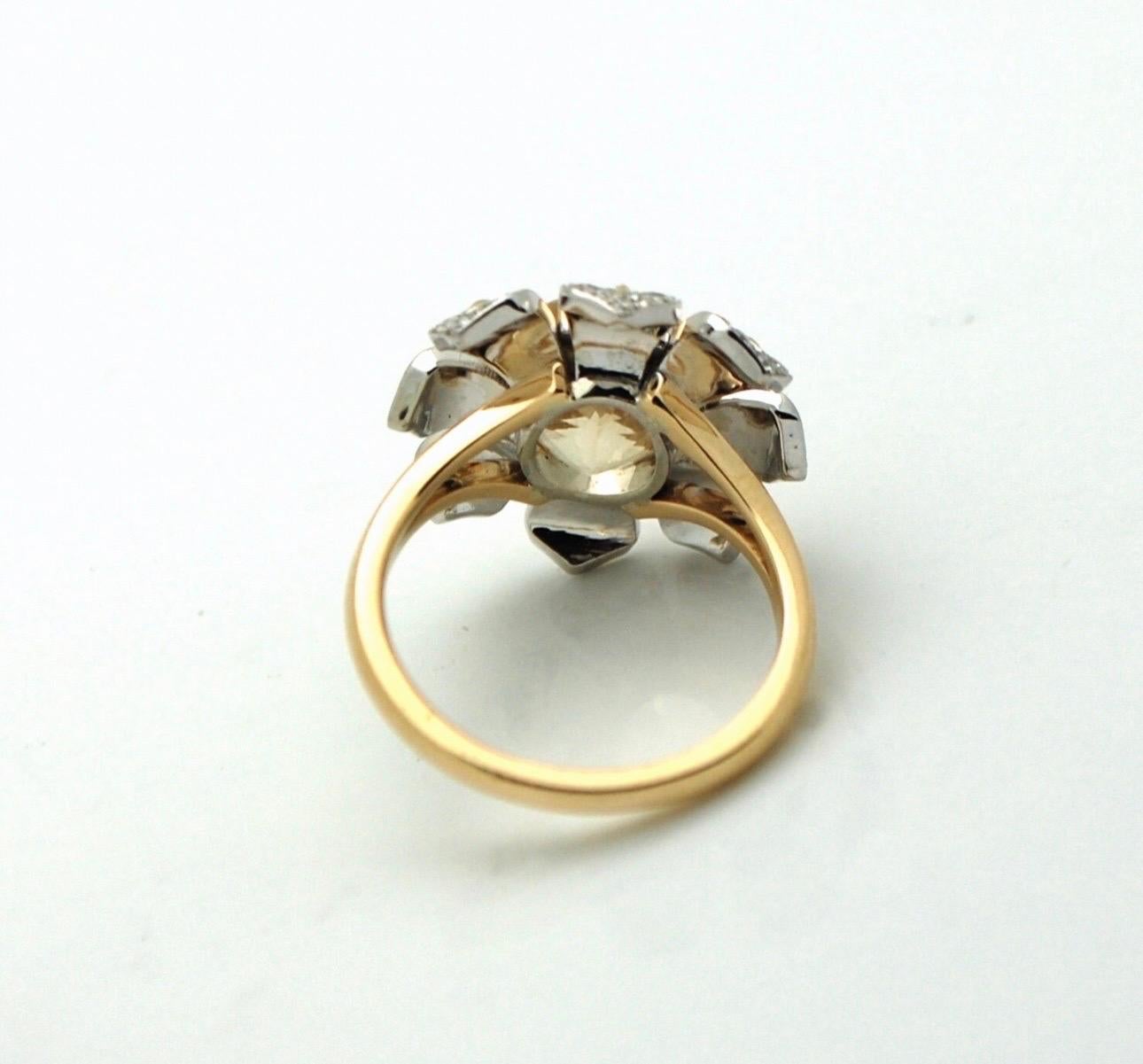 Unerhitzter gelber Saphir Ring Sonnenblume Ring 18KT Cocktail Ring Touch Finger (Ovalschliff) im Angebot
