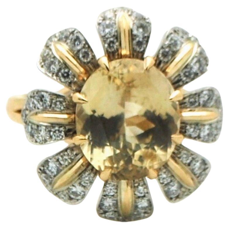 Unheated yellow sapphire ring sunflower ring 18KT cocktail ring touch finger