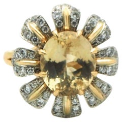 Bague saphir jaune non chauffé bague tournesol bague cocktail 18KT doigt tactile
