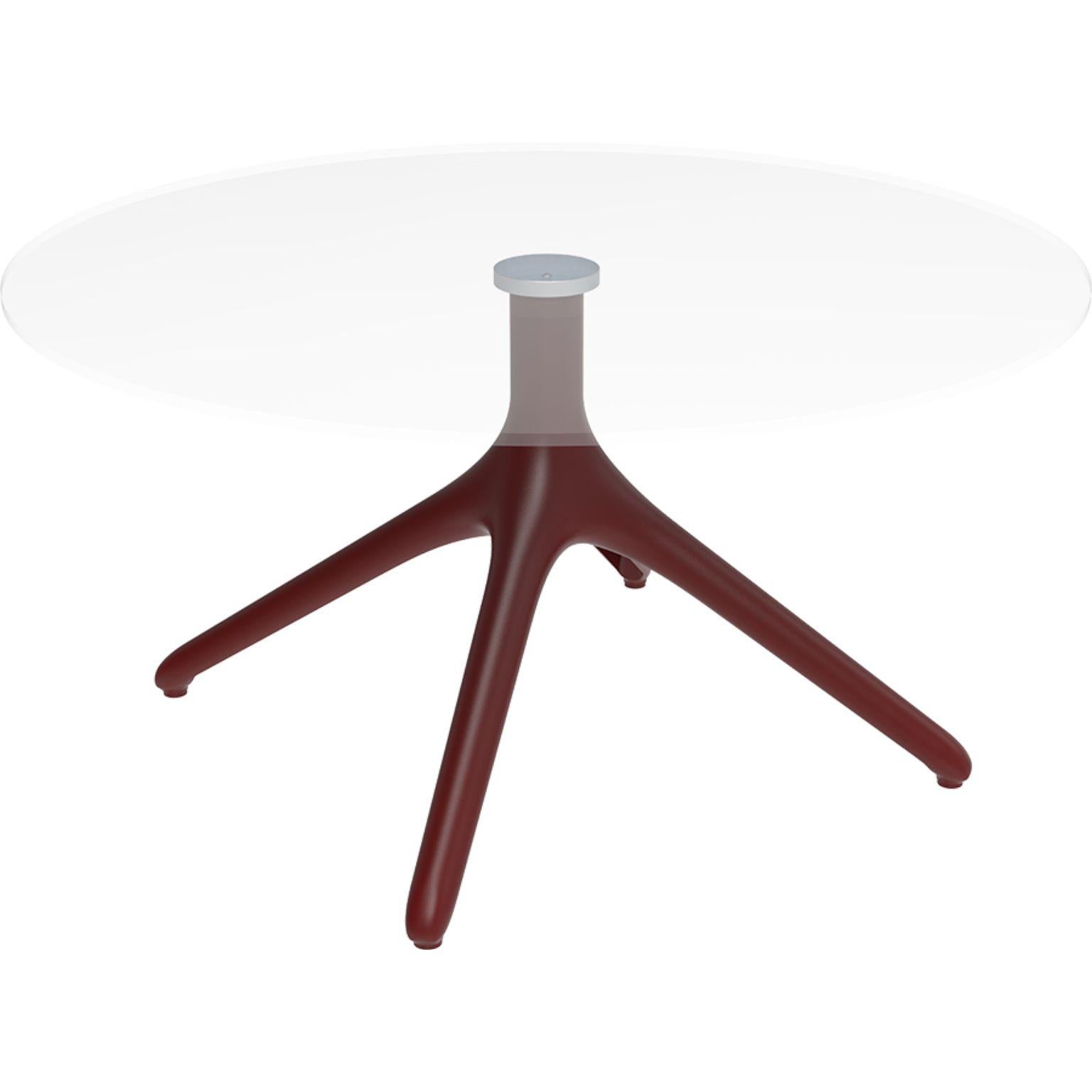 Uni burgundy table XL 50 by Mowee.
Dimensions: D50 x H50 cm.
Material: Aluminium, tempered glass.
Weight: 8.8 kg.
Also Available in different colours and finishes.

A table designed to be as versatile as possible and can coexist with a variety