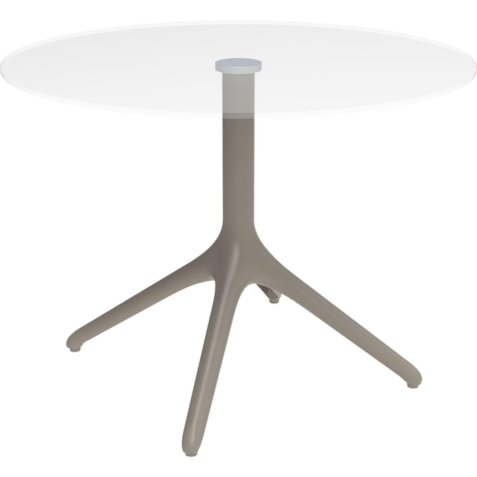 Uni cream table XL 73 by Mowee.
Dimensions: D50 x H73 cm.
Material: Aluminium, tempered glass.
Weight: 9 kg.
Also Available in different colours and finishes. 

A table designed to be as versatile as possible and can coexist with a variety of