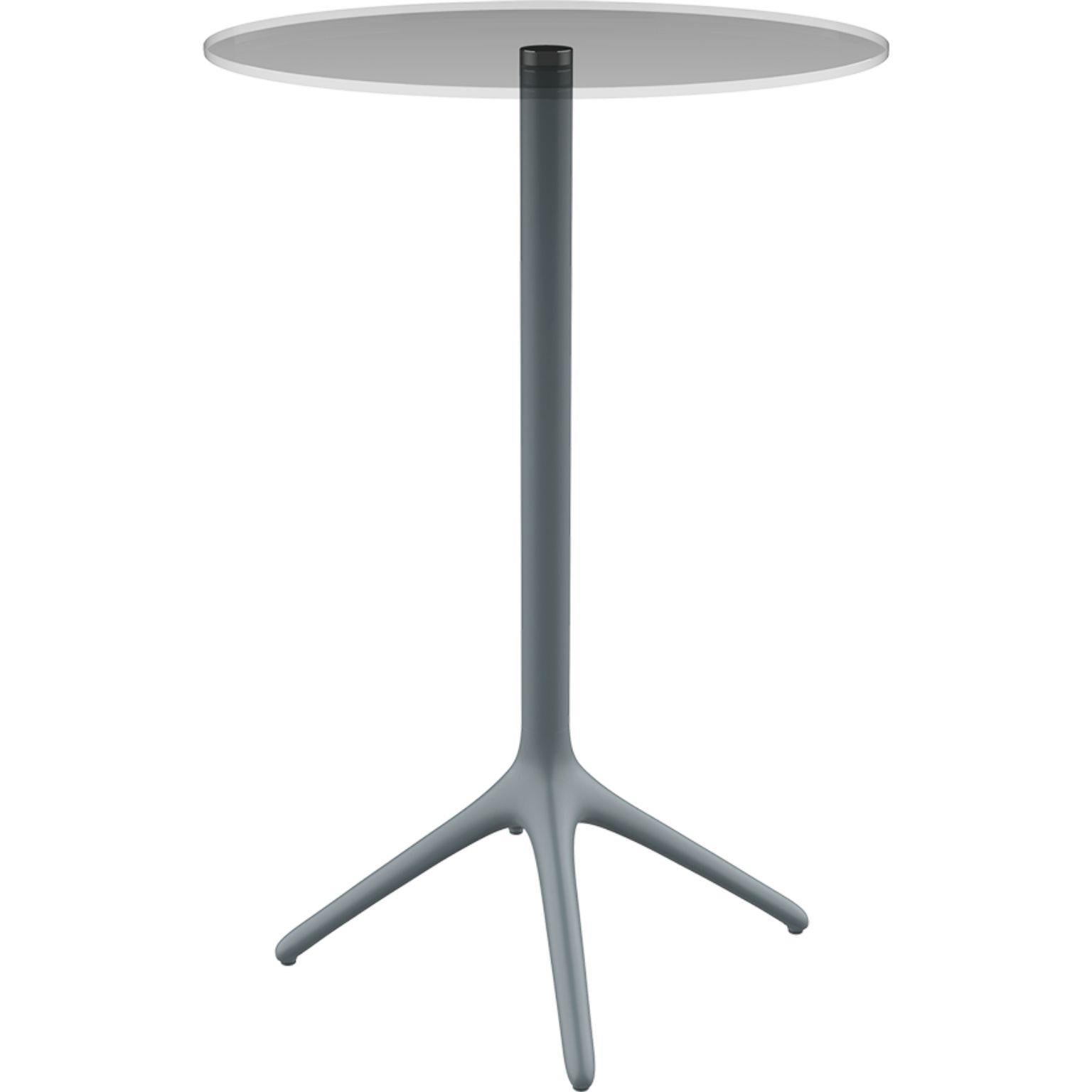 Uni grey table 105 by MOWEE
Dimensions: D 45.5 x H 105 cm
Material: Aluminium, tempered glass
Weight: 6.2 kg
Also available in different colours and finishes. Collapsable version available.

A table designed to be as versatile as possible and