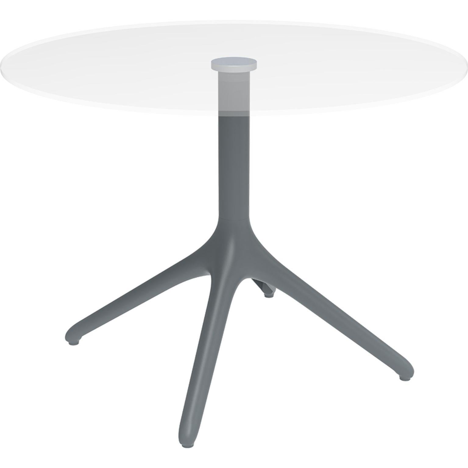 Uni grey table XL 73 by Mowee.
Dimensions: D50 x H73 cm.
Material: Aluminium, tempered glass.
Weight: 9 kg.
Also Available in different colours and finishes.

A table designed to be as versatile as possible and can coexist with a variety of