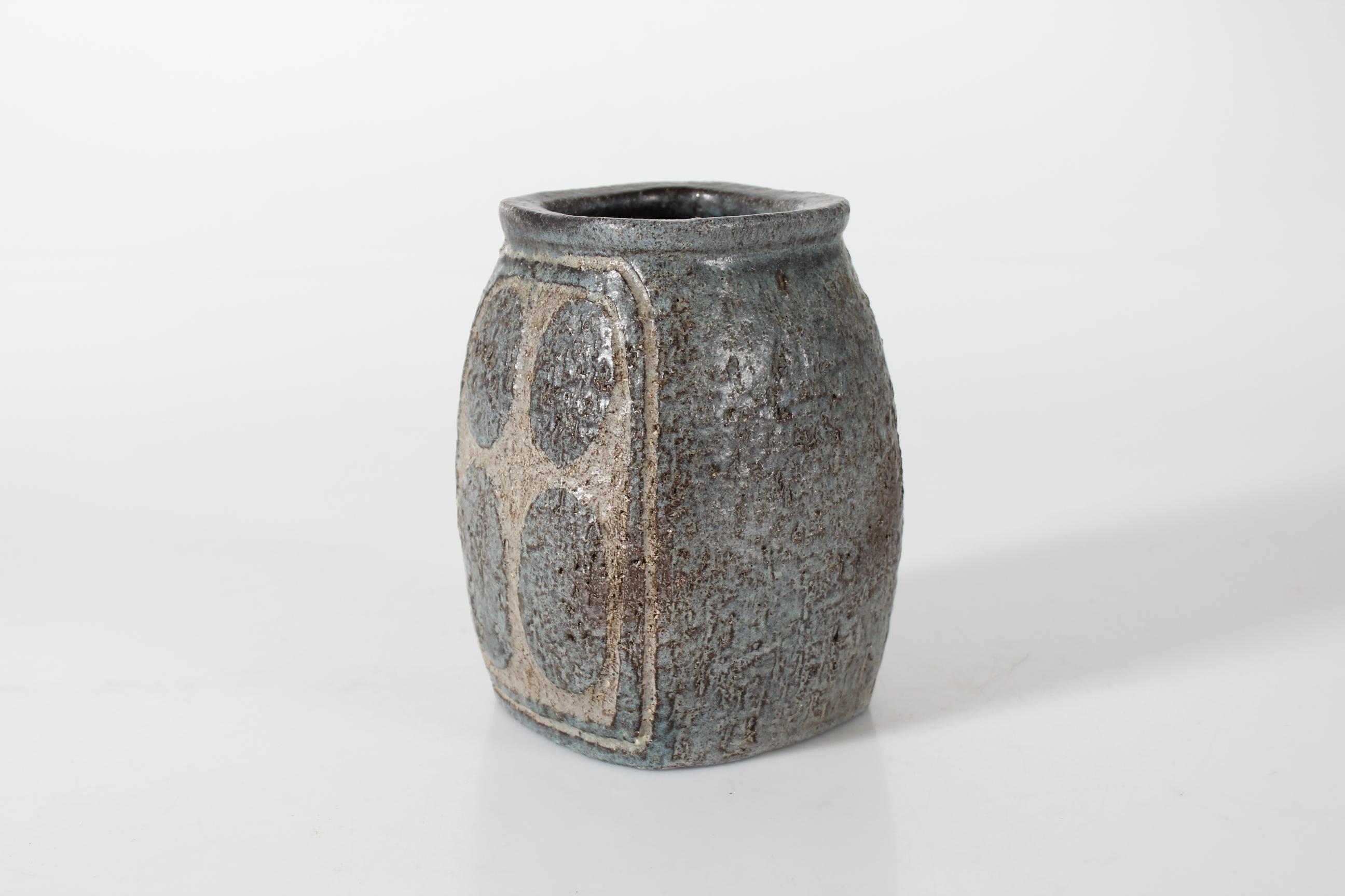 Scandinavian Modern Unic Rustic Vase by Danish Sejer Ceramic Studio Decorative Brutalist Style 1970s For Sale
