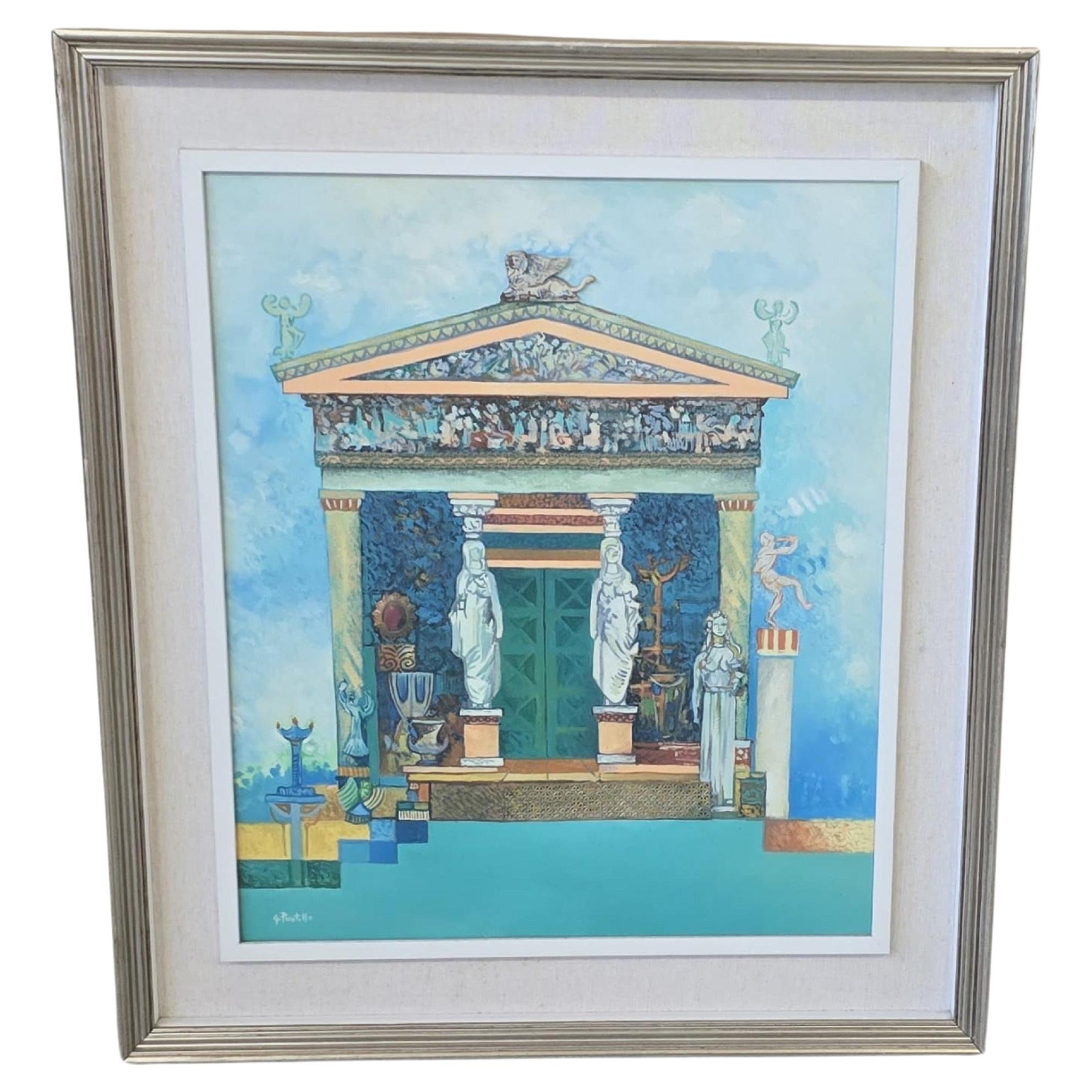 Unique and Exclusive Textural Painting with Relief "The Treasure of Siphnos" 1993 For Sale