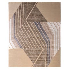 UNICO Handgetufteter zeitgenössischer Teppich in Silber, Gold und Taupe von Hands