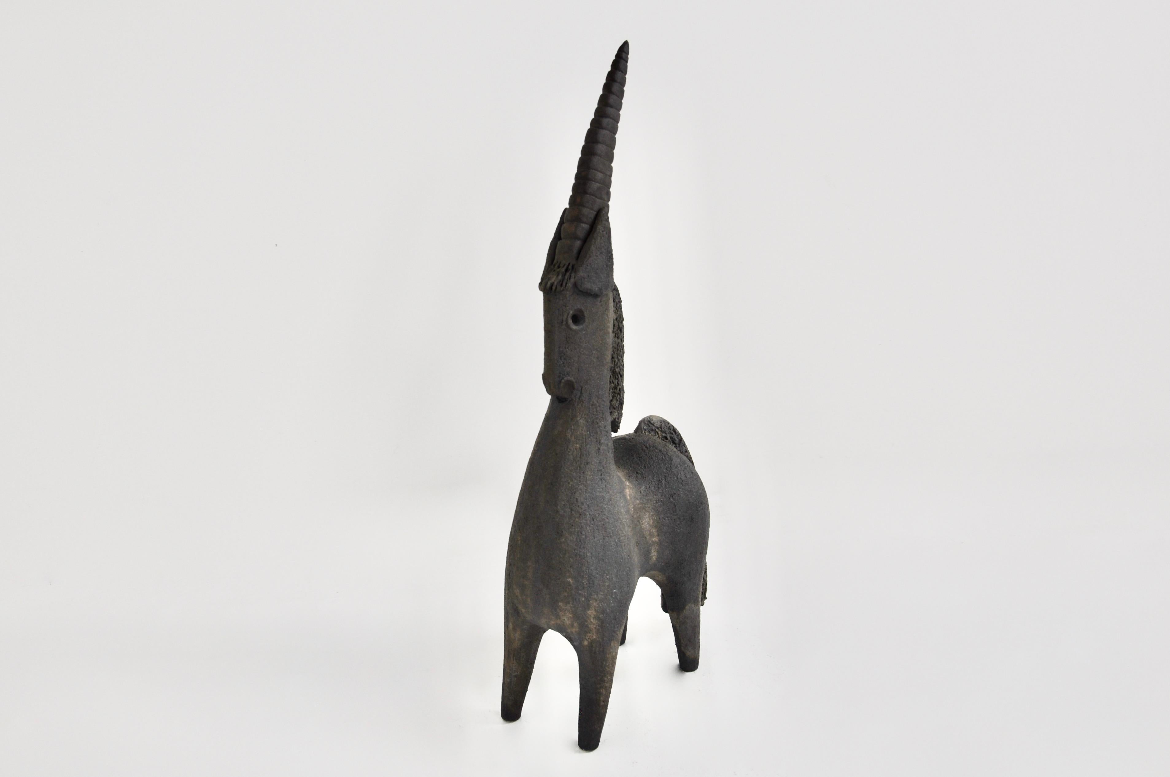 Late 20th Century Unicorn ceramic by Dominique Pouchain For Sale