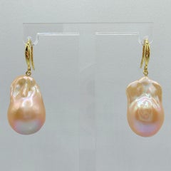 Unicorn Hue Baroque Pearl Drop Earrings With Thick 18K Yellow Gold French Hooks