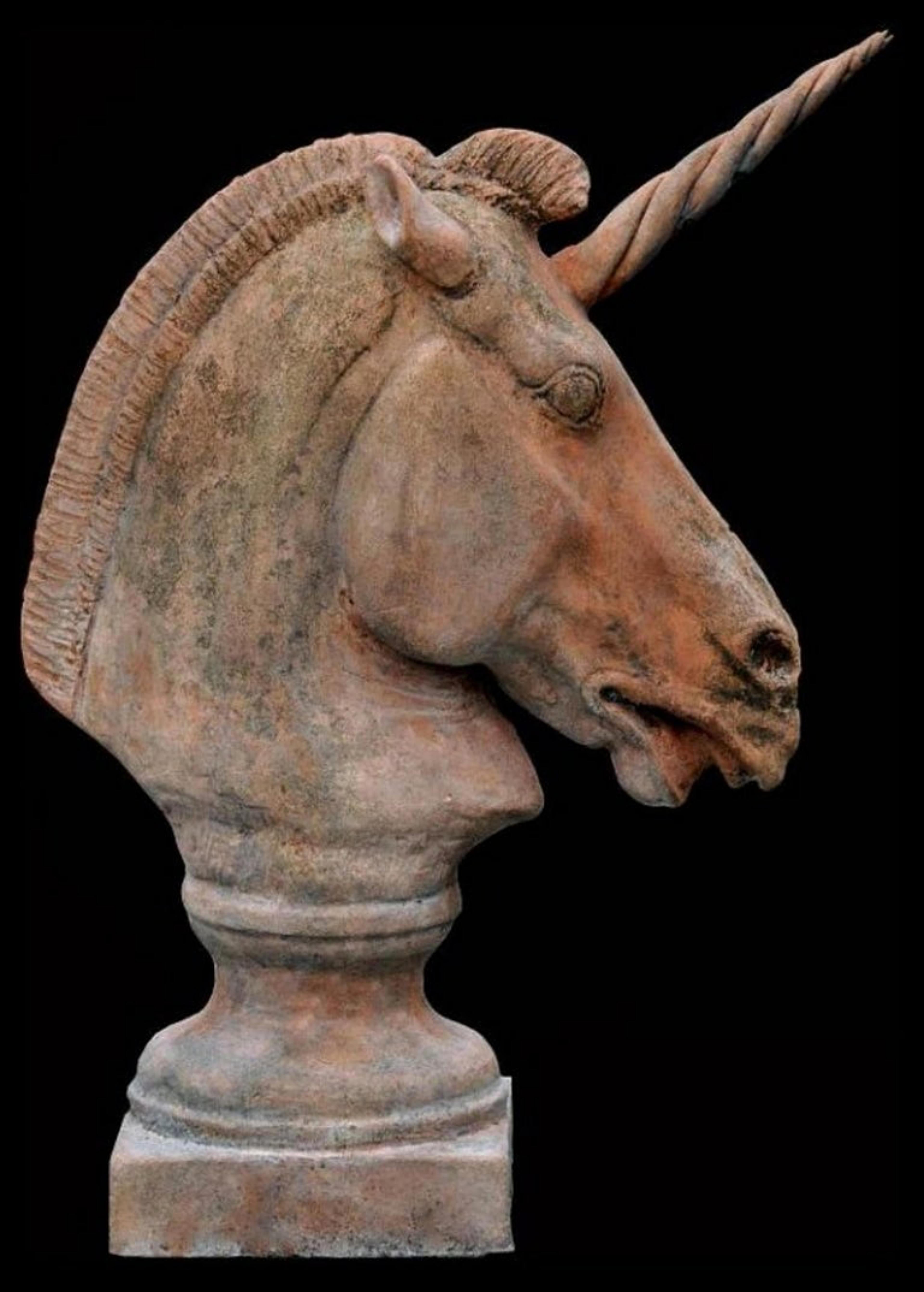 Baroque Unicorn in Early 20th Century Terracotta For Sale