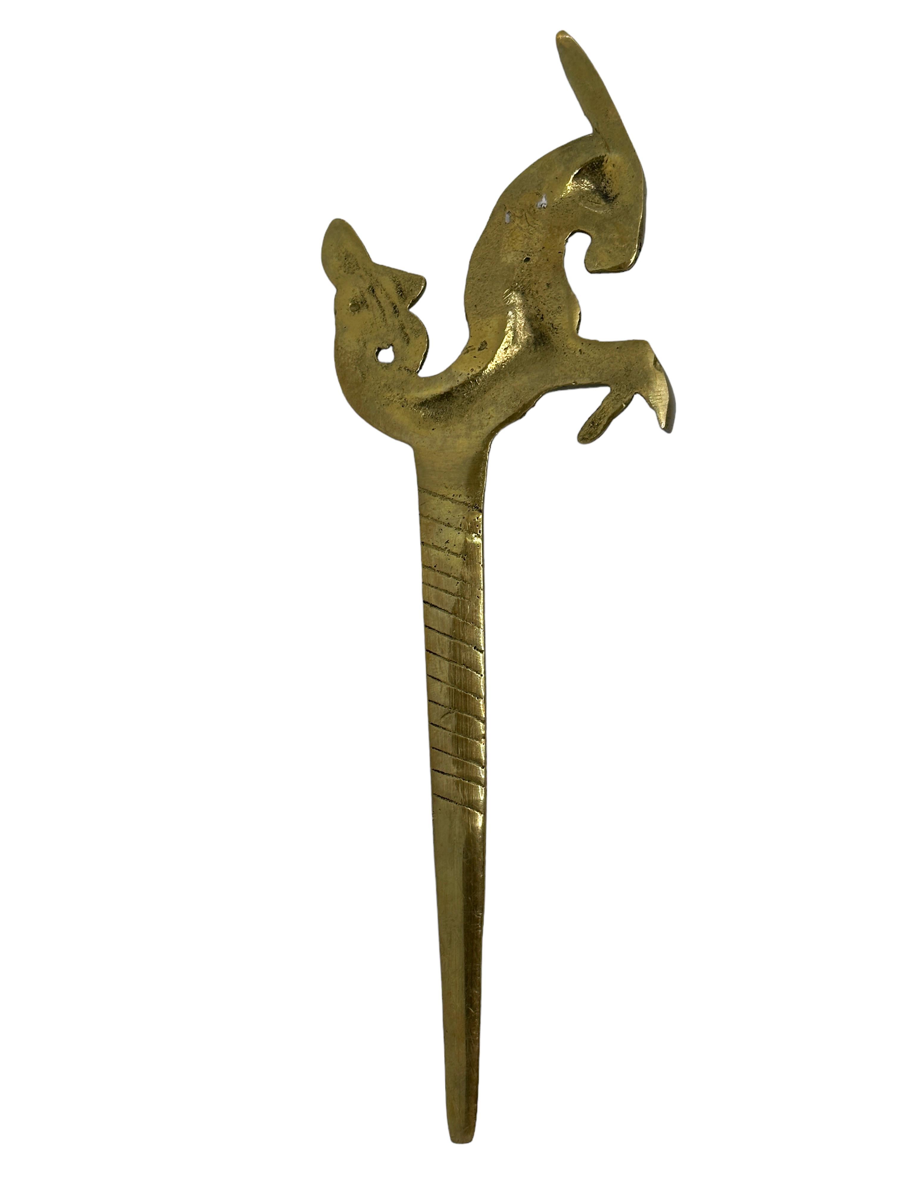 Austrian Unicorn Mythical Creature Vienna Bronze Letter Opener, Antique Austria 1960s For Sale