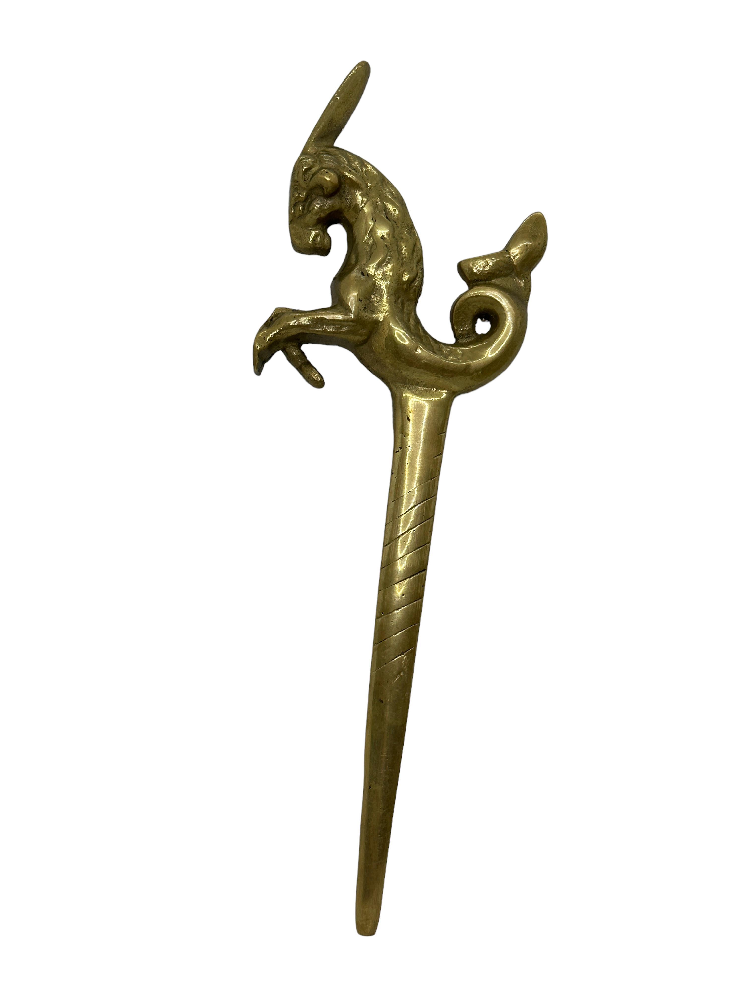Unicorn Mythical Creature Vienna Bronze Letter Opener, Antique Austria 1960s In Good Condition For Sale In Nuernberg, DE