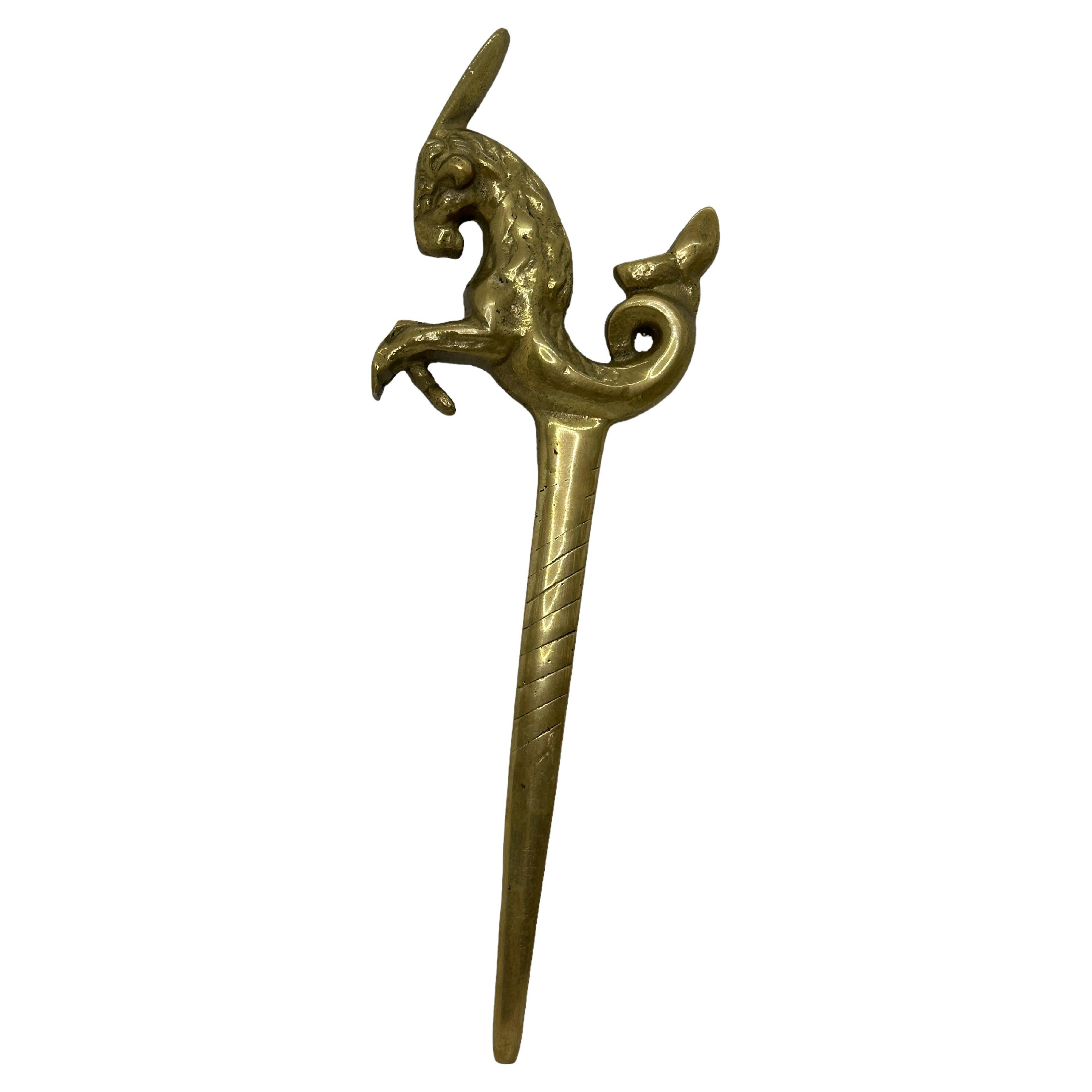 Unicorn Mythical Creature Vienna Bronze Letter Opener, Antique Austria 1960s