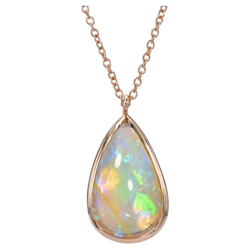Unicorn Tear Australian Opal Necklace No. 19 in 14k Rose Gold by NIXIN Jewelry For Sale