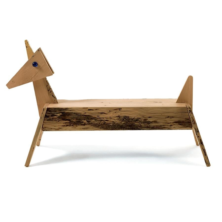 Modern Unicorno Briccola Wood Bench, Designed by Alessandro Mendini, Made in Italy For Sale