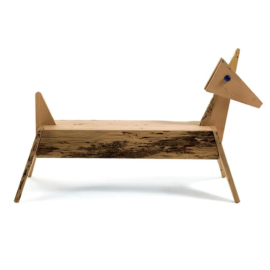 Italian Unicorno Briccola Wood Bench, Designed by Alessandro Mendini, Made in Italy For Sale