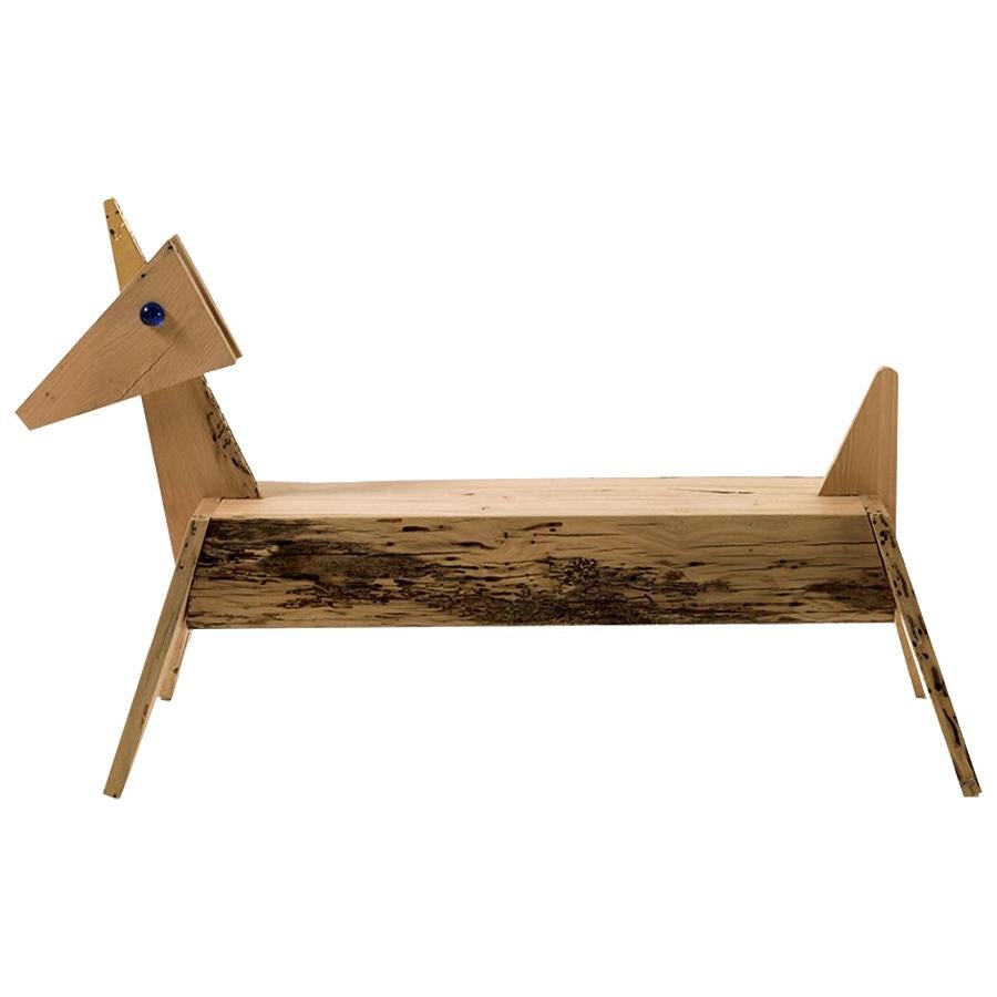 Unicorno Briccola Wood Bench, Designed by Alessandro Mendini, Made in Italy