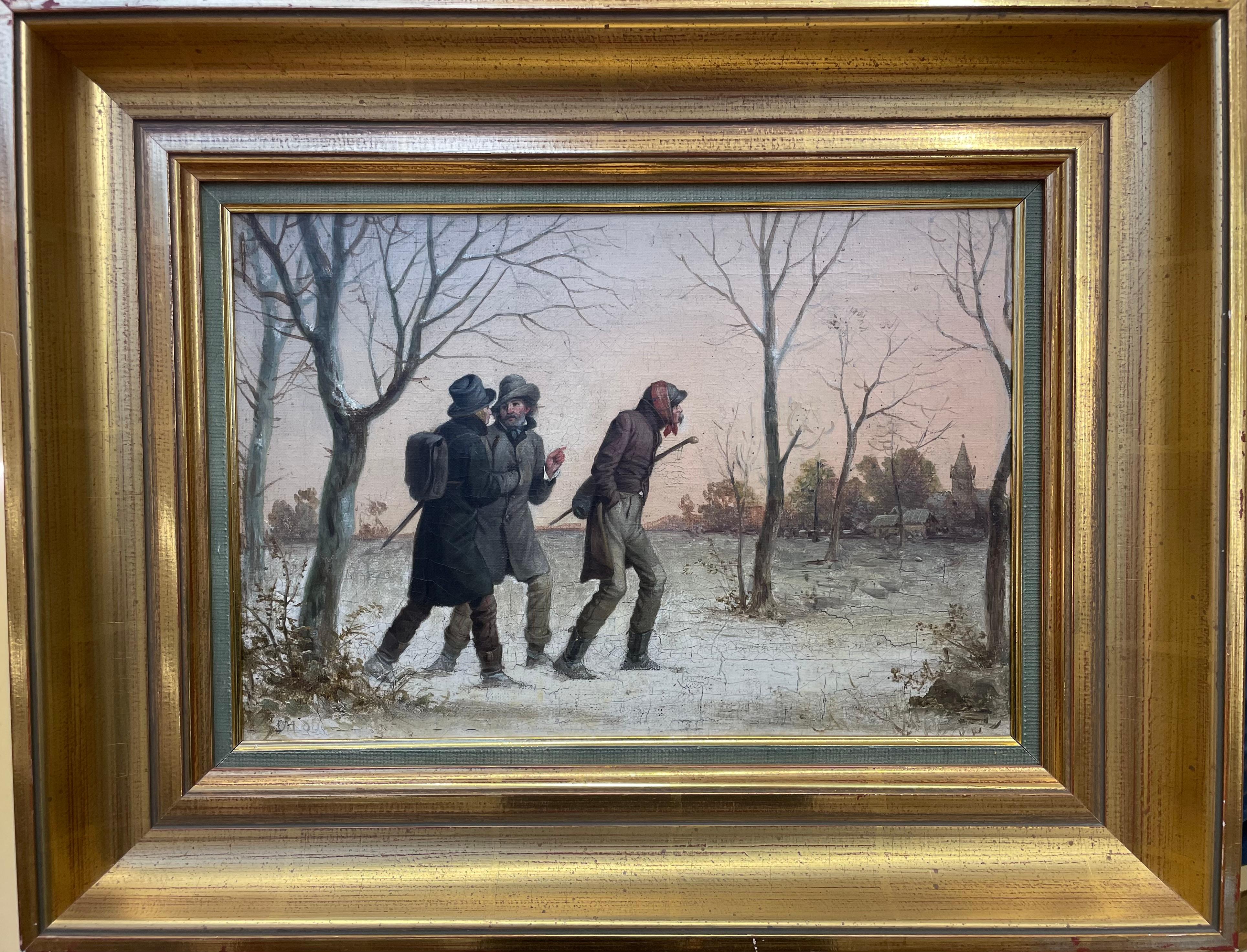 Figurative Painting di Unidentified Artist / Illegibly Signed (XIX Century) - "Il paese delle meraviglie d'inverno".