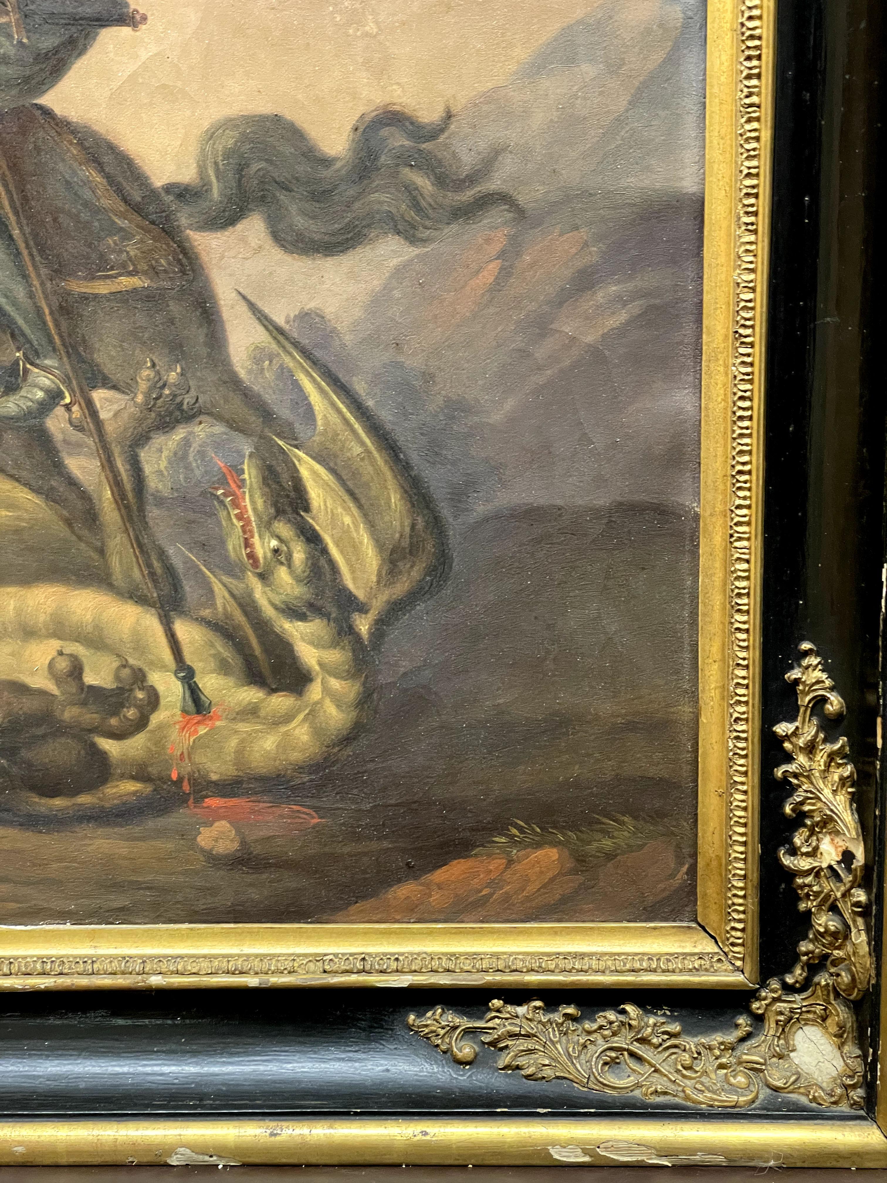 Lucha de dragones de San Jorge - Painting de Unidentified Artist  XIX Century