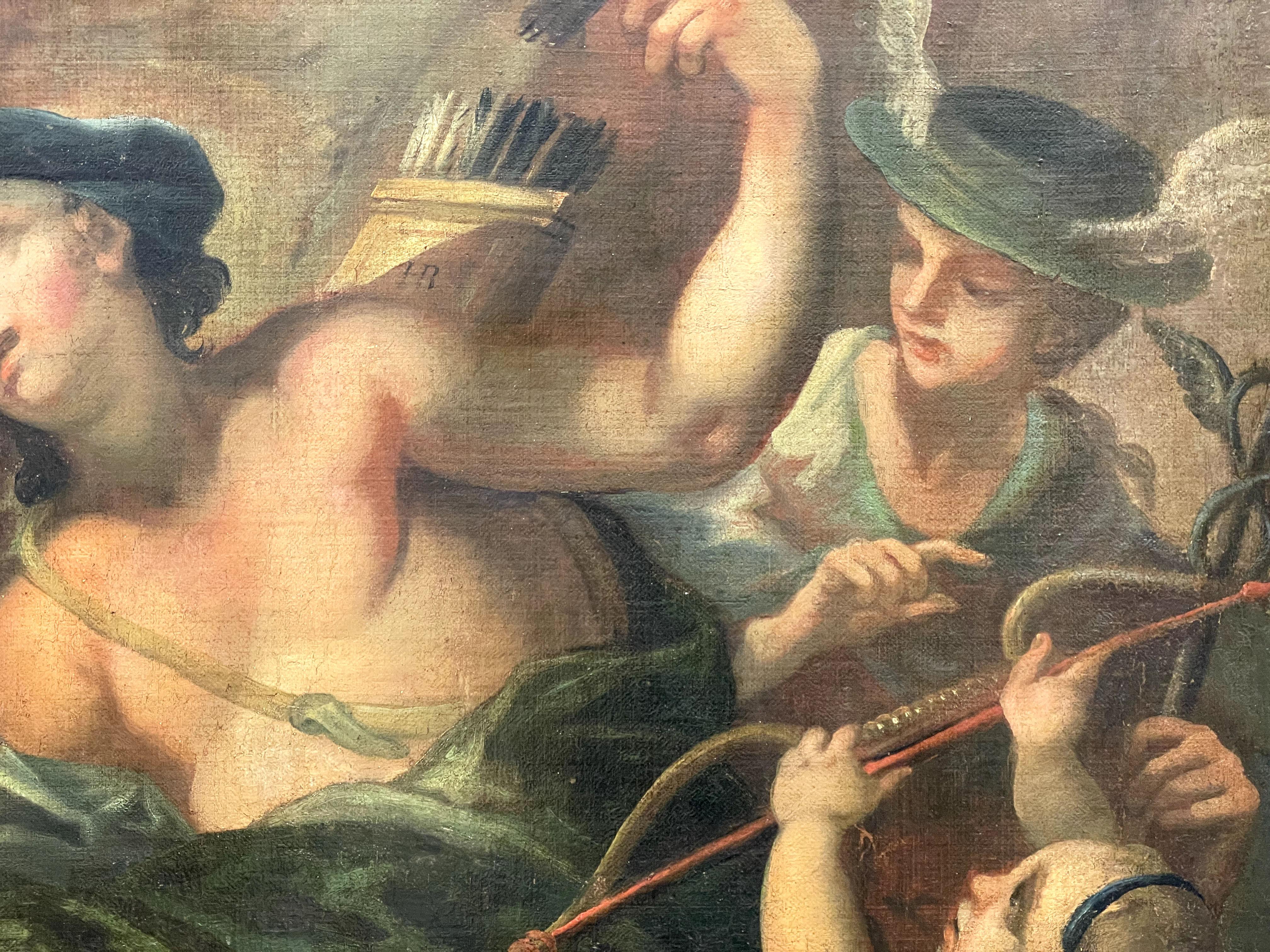 Allegorical Mythological Scene
Unidentified Artist
 17th–18th Century
 Oil on canvas
 Framed: 149 x 196 cm
 Canvas: 131 x 180 cm
Description
This remarkable Baroque/Rococo-period oil painting presents a mythological or allegorical scene with